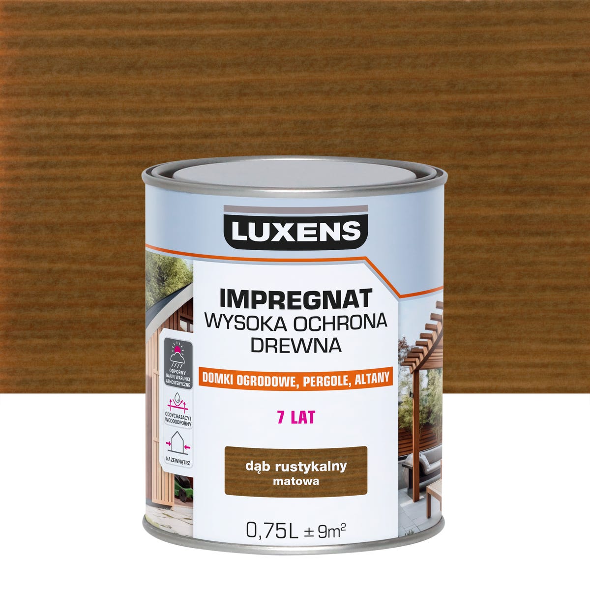 Impregnat do drewna Wysoka ochrona Dąb rustykalny mat 0.75 l Luxens