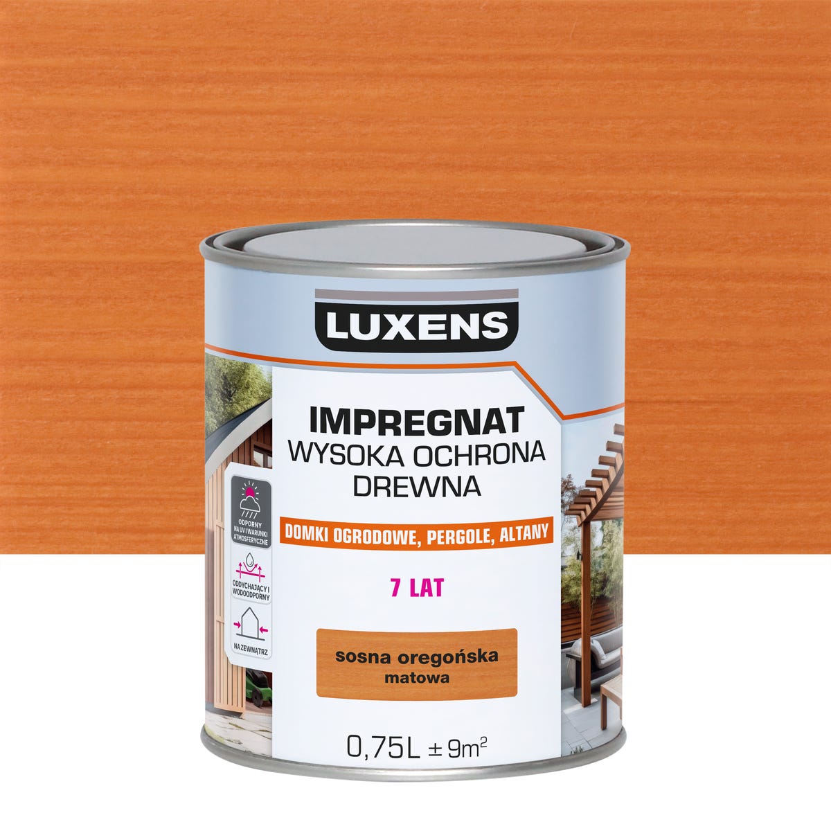 Impregnat do drewna Wysoka ochrona Sosna Oregon mat 0.75 l Luxens