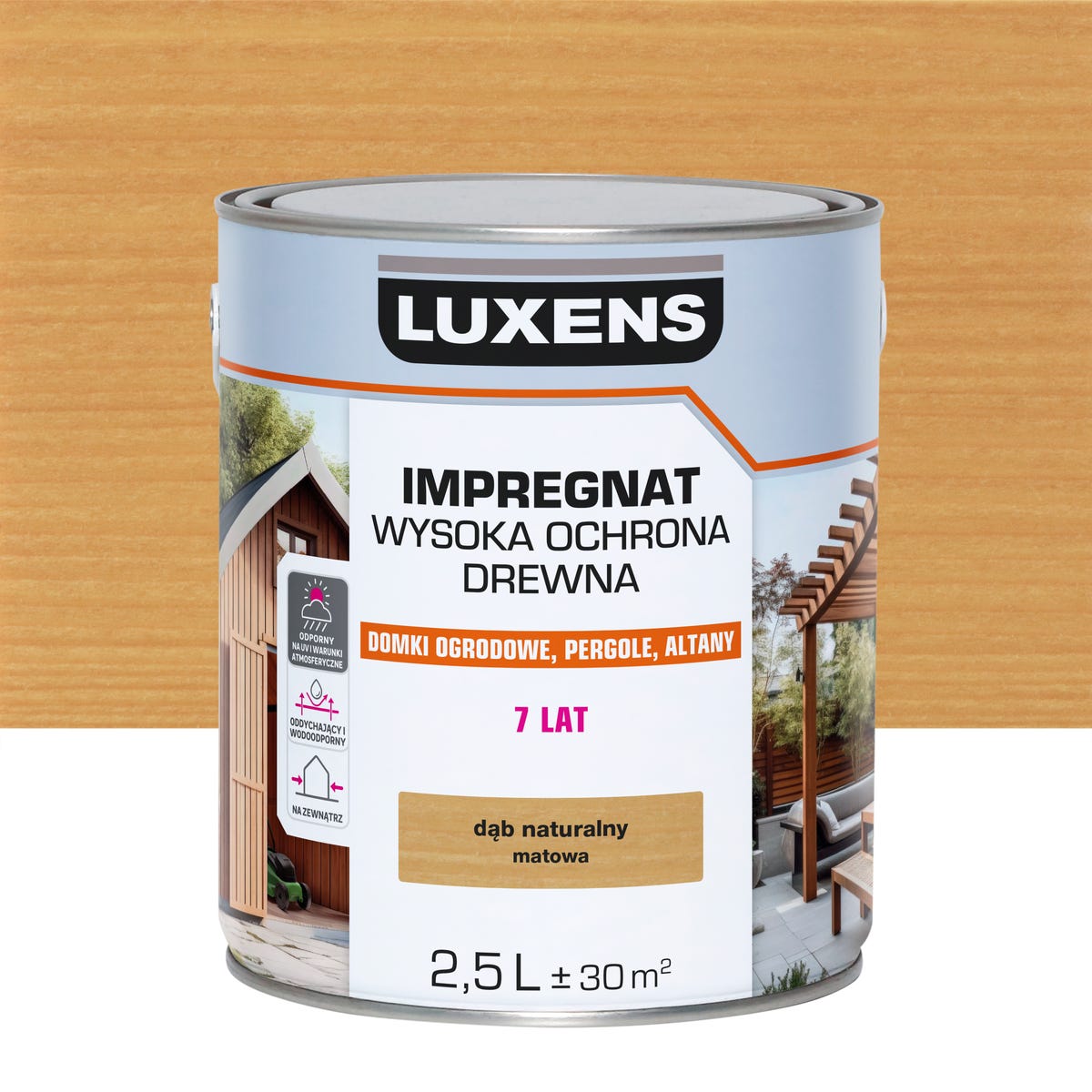 Impregnat do drewna Wysoka ochrona Dąb naturalny mat 2.5 l Luxens