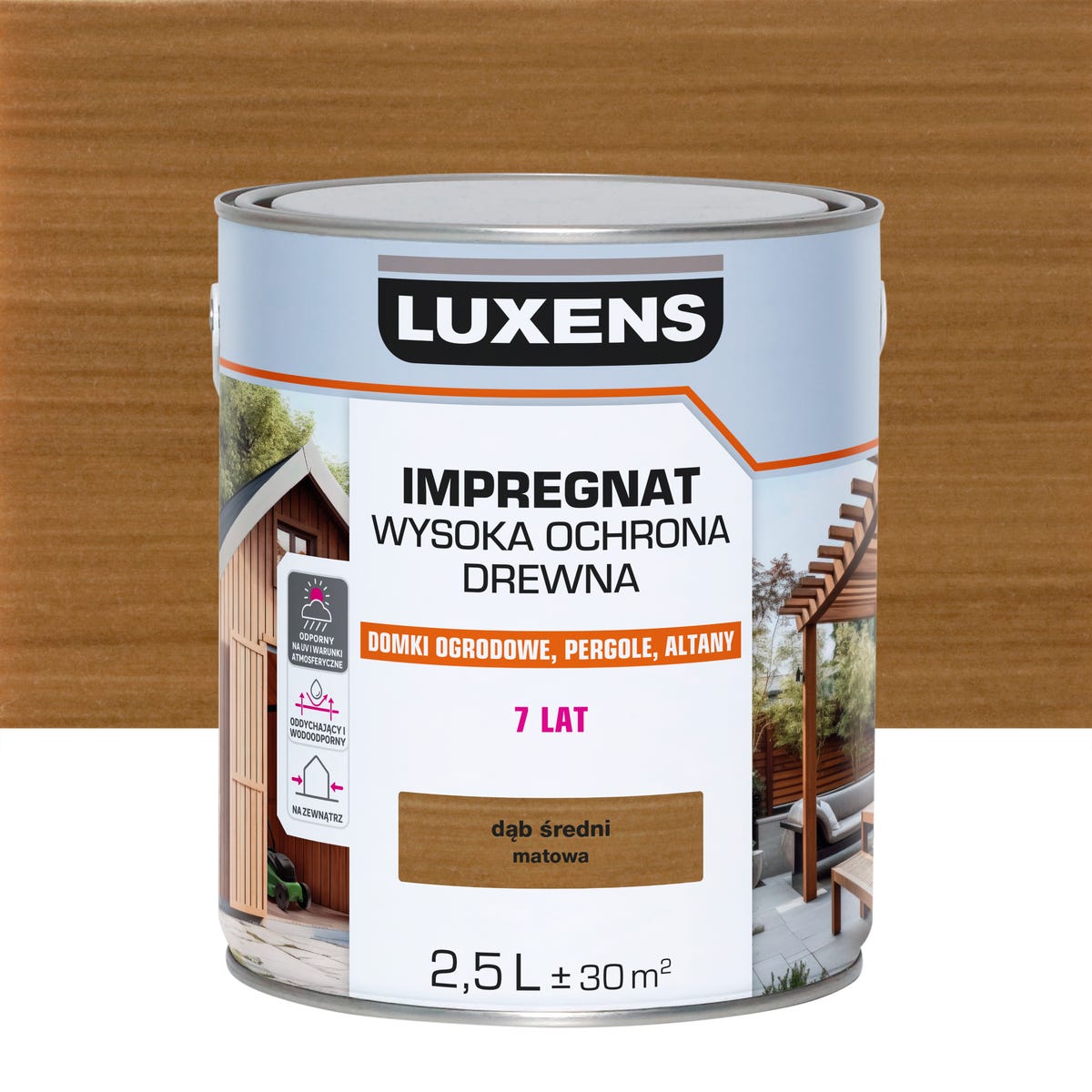 Impregnat do drewna Wysoka ochrona Dąb średni mat 2.5 l Luxens
