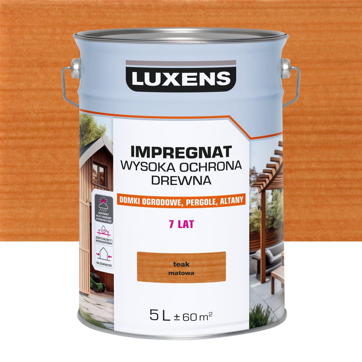 Impregnat do drewna Wysoka ochrona Teak mat 5 l Luxens