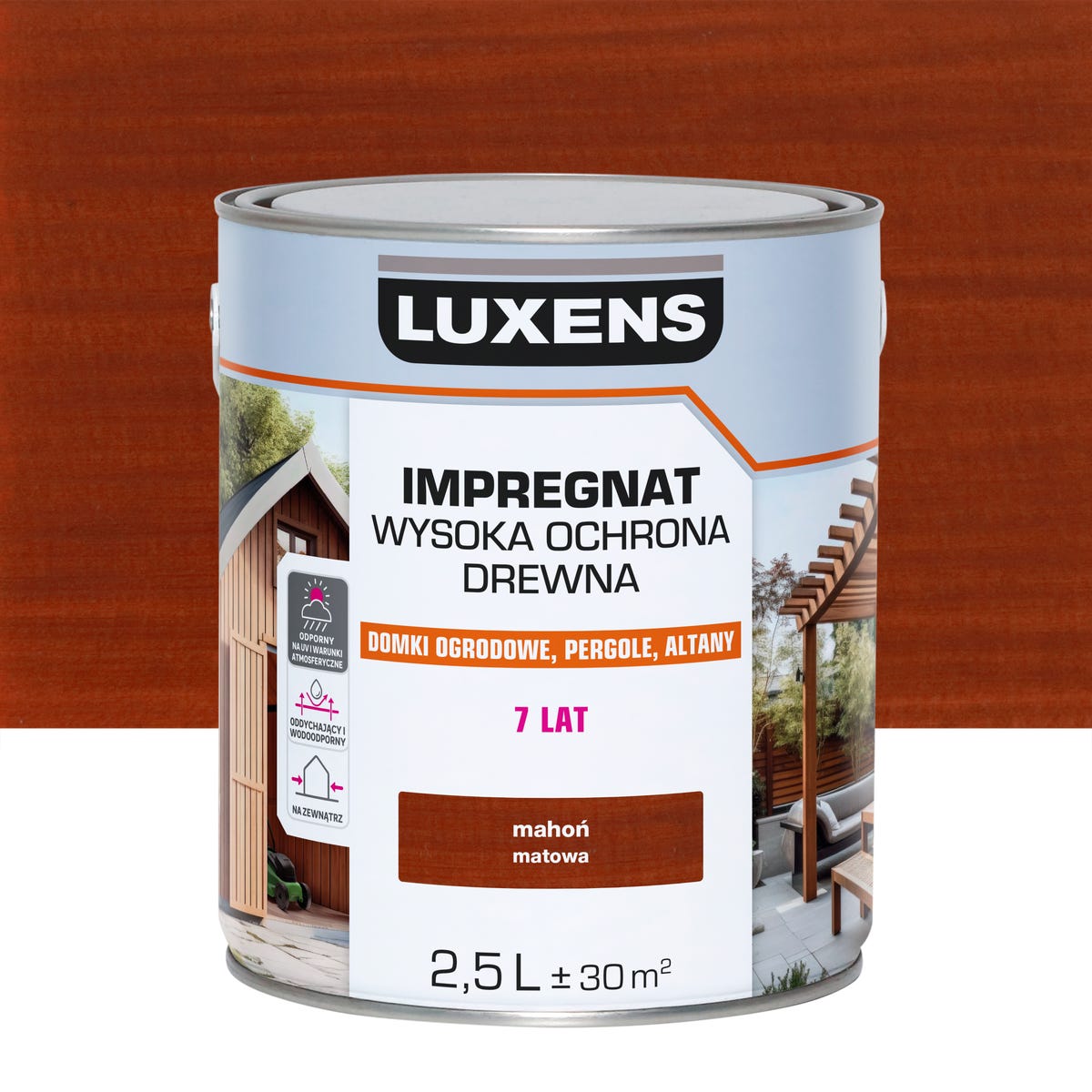 Impregnat do drewna Wysoka ochrona Mahoń mat 2.5 l Luxens