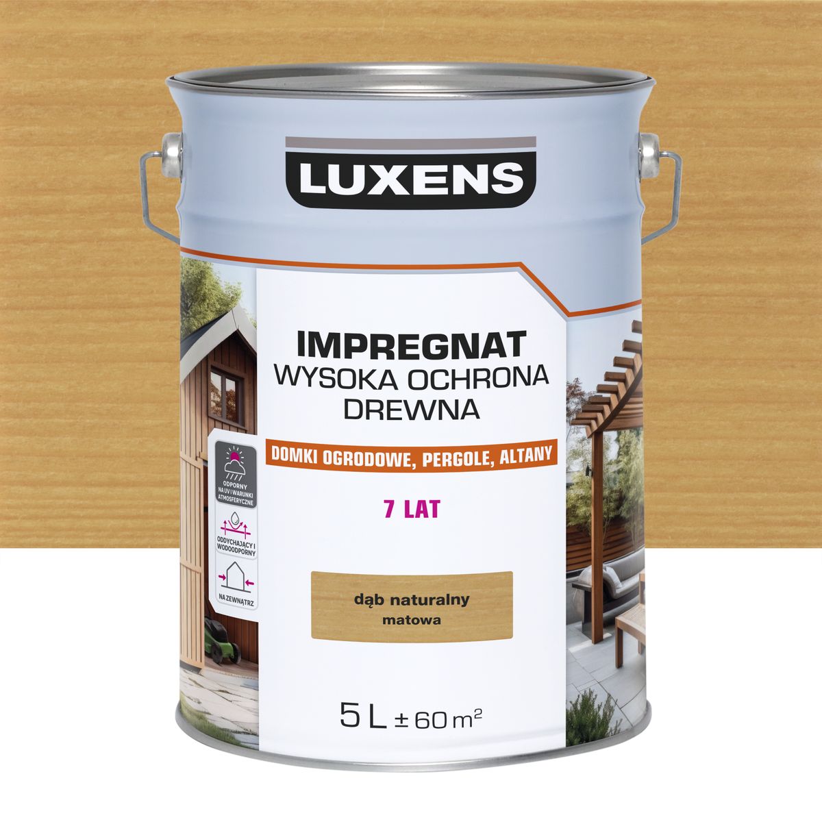 Impregnat do drewna Wysoka ochrona Dąb naturalny mat 5 l Luxens