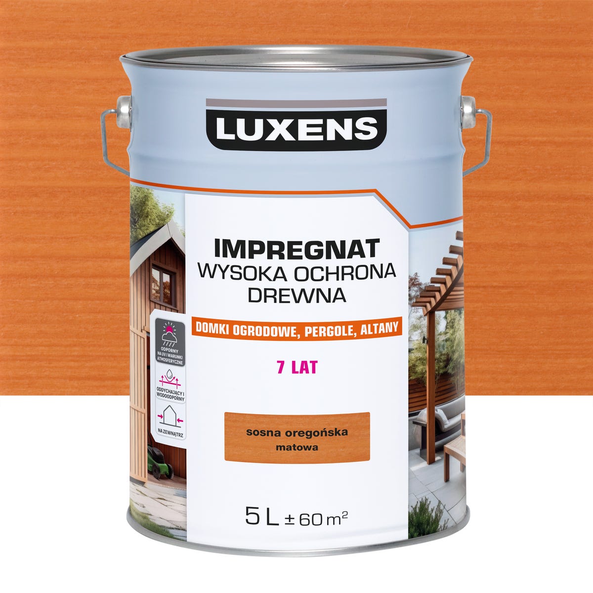Impregnat do drewna Wysoka ochrona Sosna Oregon mat 5 l Luxens