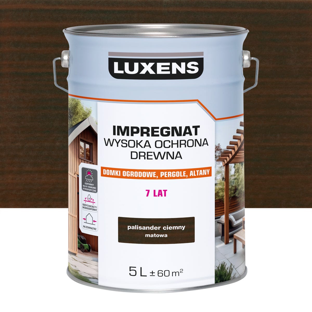 Impregnat do drewna Wysoka ochrona Palisander mat 5 l Luxens