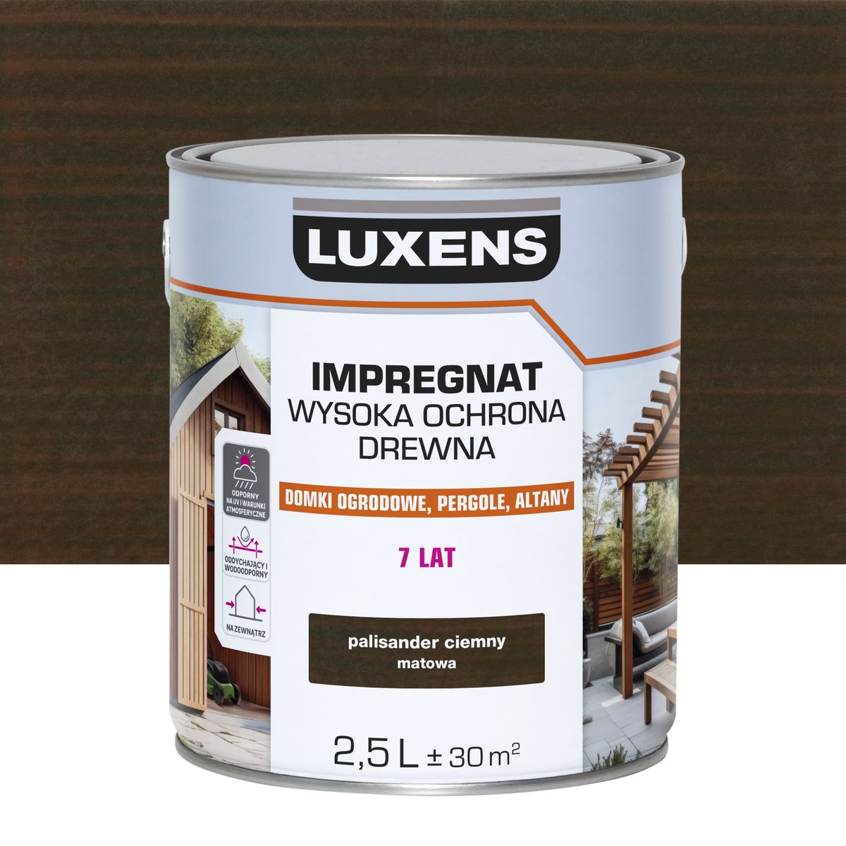 Impregnat Wysoka ochrona drewna 2.5 l Palisander ciemny Luxens