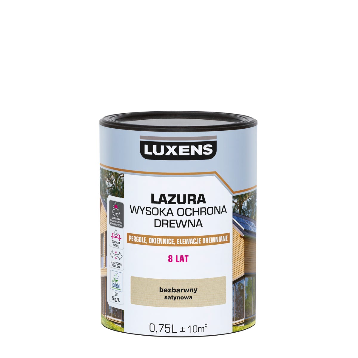 Lazura Wysoka ochrona Bezbarwny satynowa 0.75 l Luxens