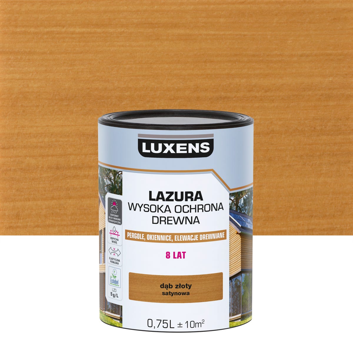Lazura Wysoka ochrona Złocisty satynowa 0.75 l Luxens