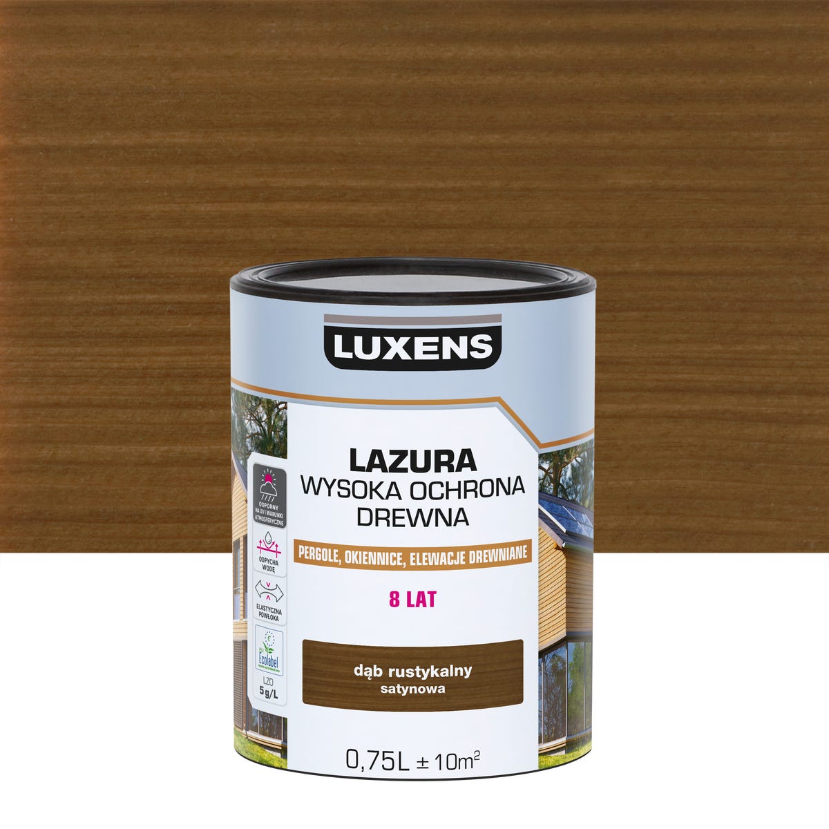 Lazura Wysoka ochrona Dąb rustykalny satynowa 0.75 l Luxens