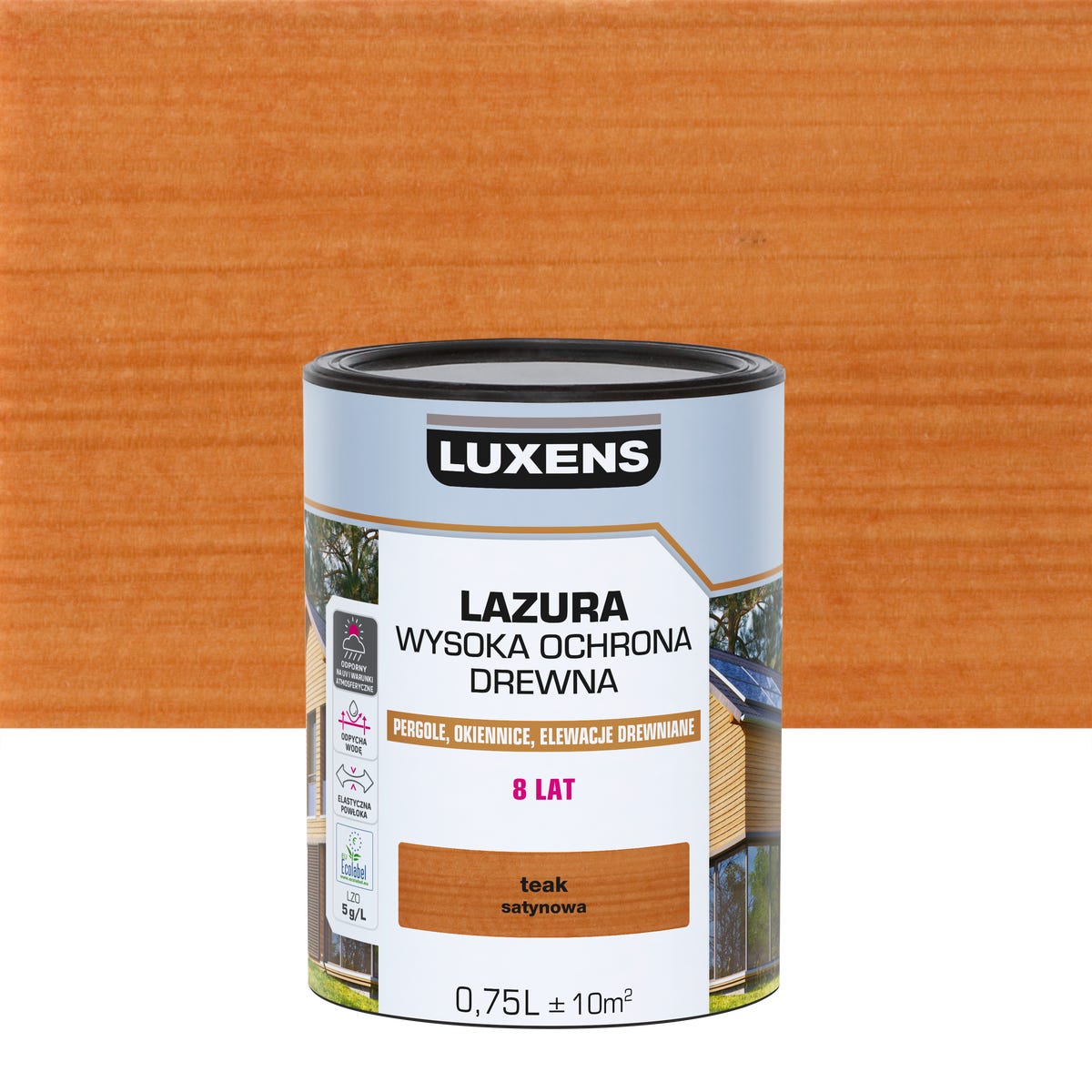 Lazura Wysoka ochrona Teak satynowa 0.75 l Luxens