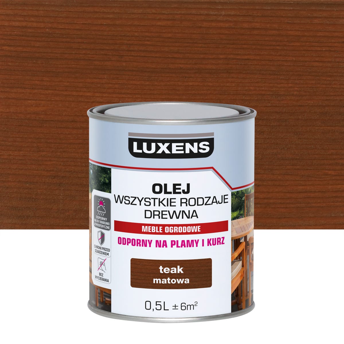 Olej do mebli ogrodowych Teak mat 0.5 l Luxens