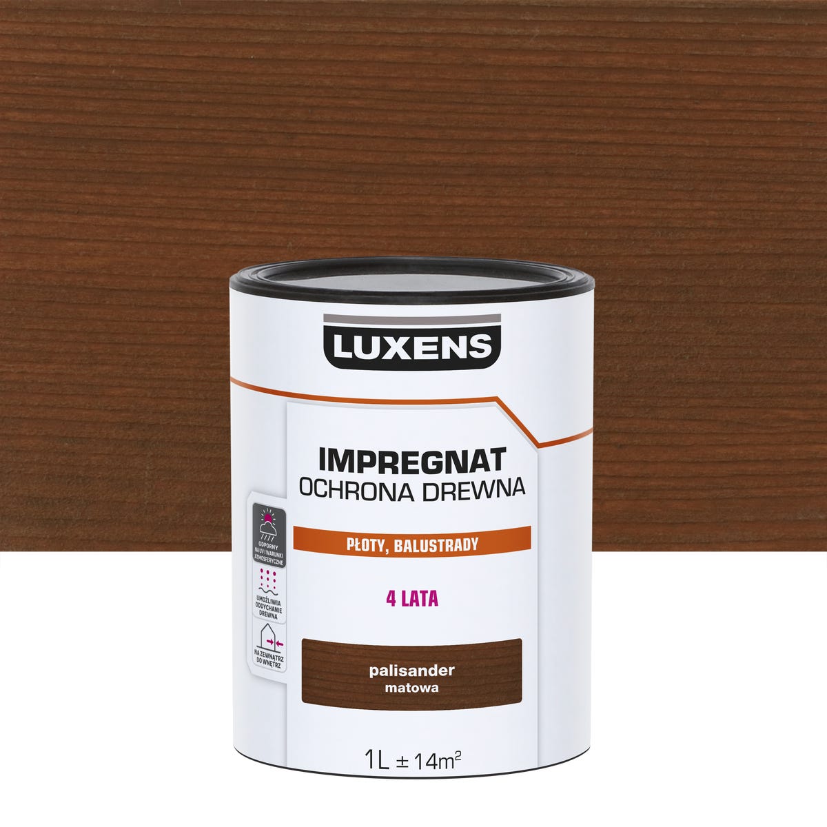 Impregnat do drewna Ochrona Palisander mat 1 l Luxens