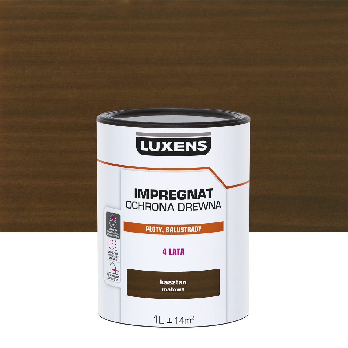 Impregnat do drewna dekoracyjny Kasztan mat 1 l Luxens