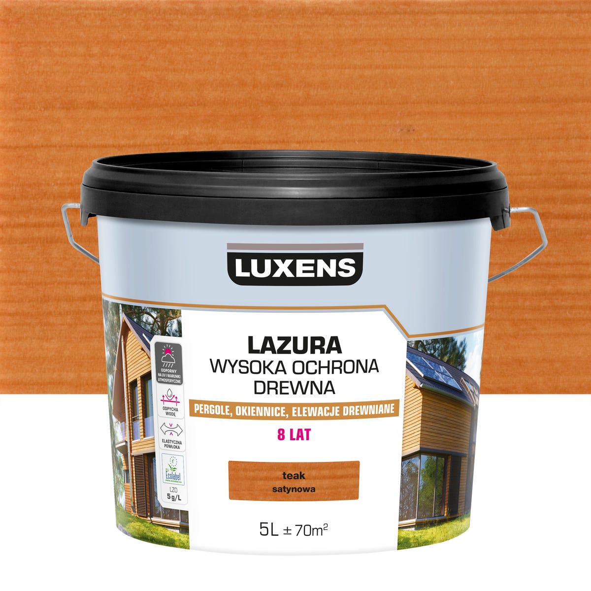Lazura Wysoka ochrona Teak satynowy 5 l Luxens