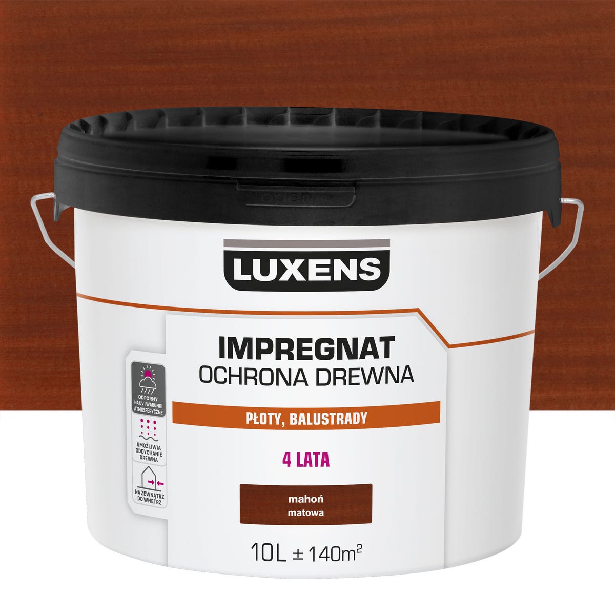 Impregnat do drewna dekoracyjny Mahoń mat 10 l Luxens