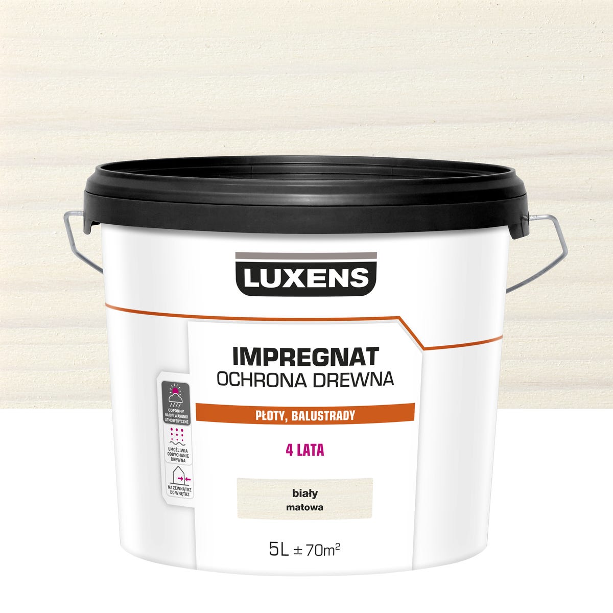 Impregnat do drewna dekoracyjny Biały mat 5 l Luxens
