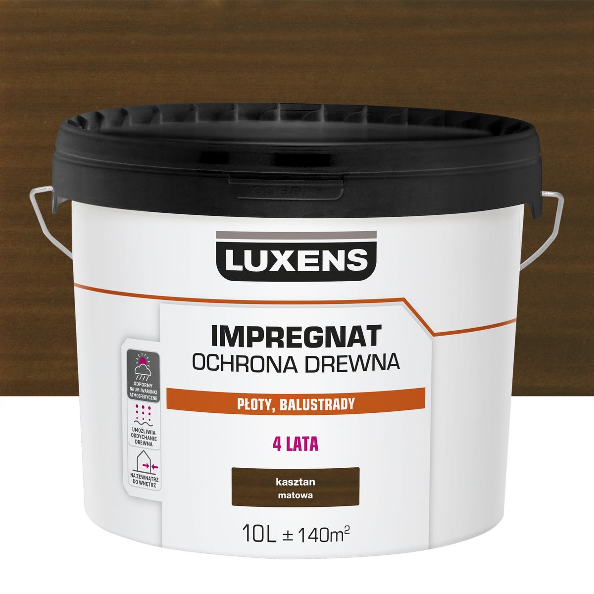 Impregnat do drewna dekoracyjny Kasztan mat 10 l Luxens