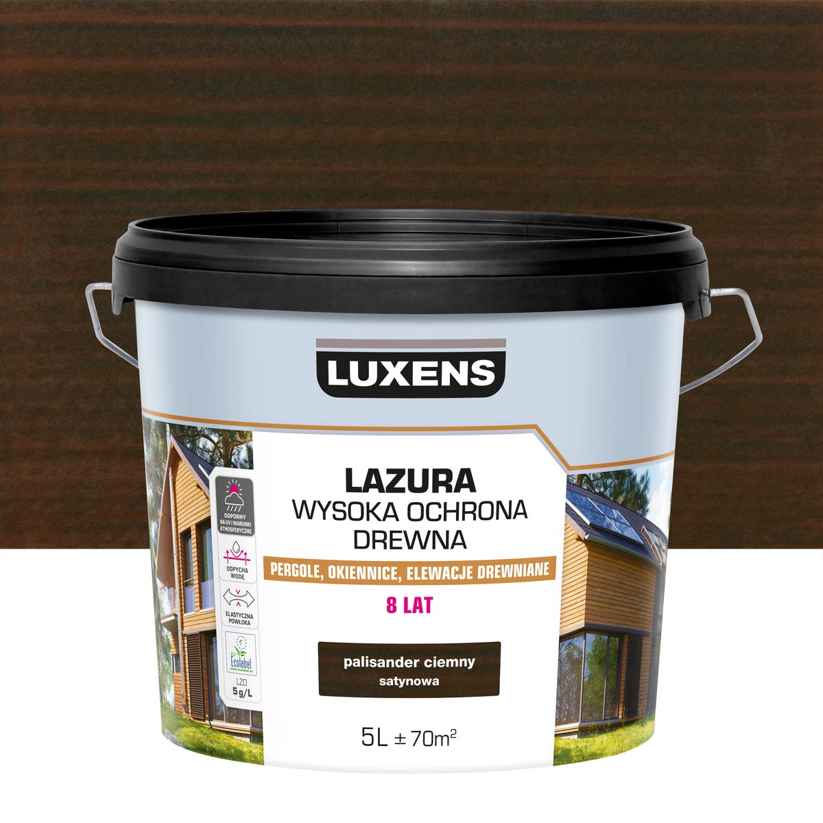 Lazura Wysoka ochrona Palisander satynowy 5 l Luxens