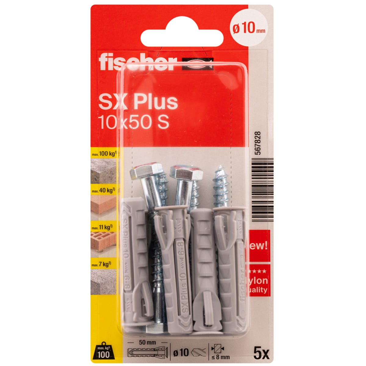 Kołek rozporowy SX Plus S z wkrętem 10 x 50 mm 5 szt. Fischer