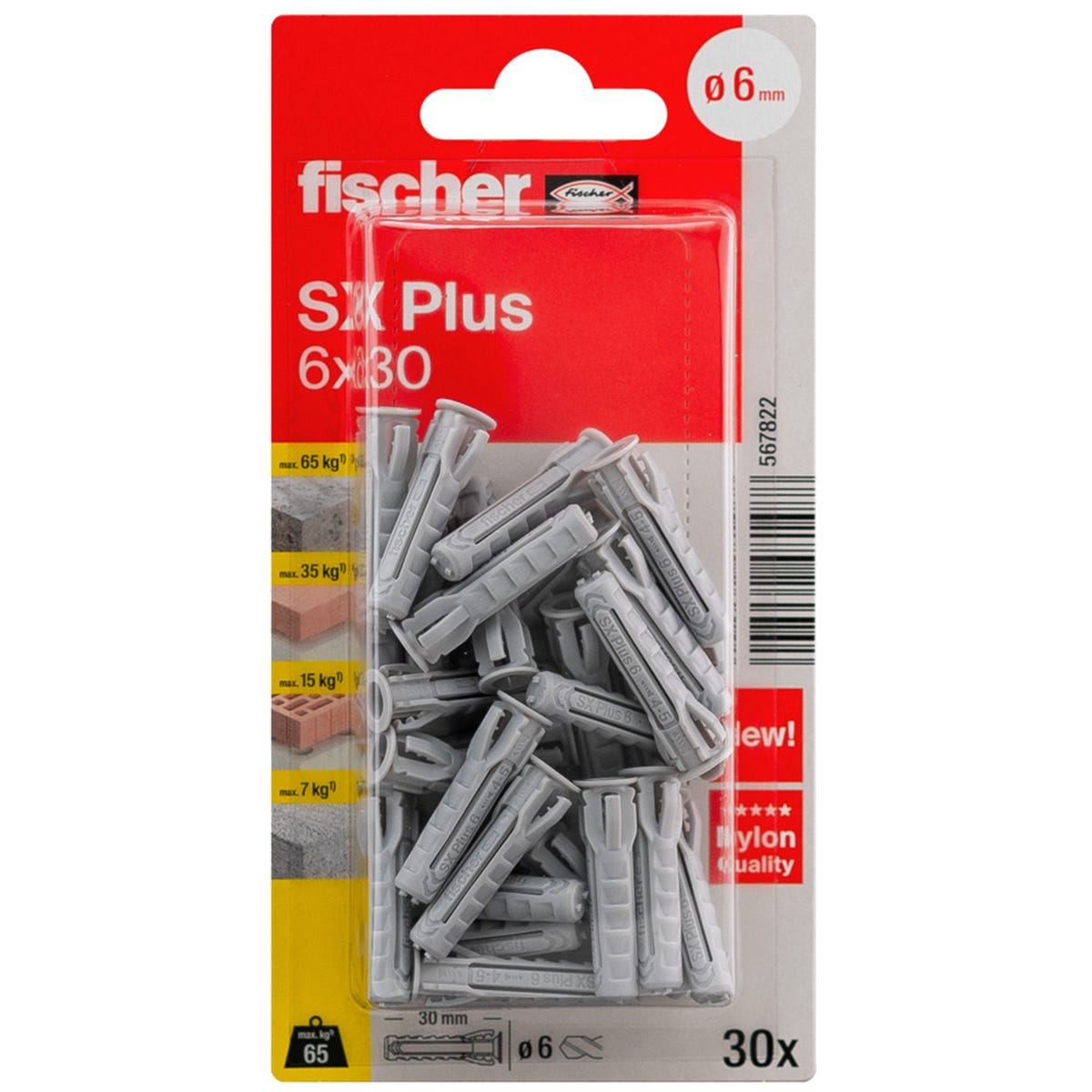 Kołek rozporowy SX Plus 6 x 30 mm 30 szt. Fischer