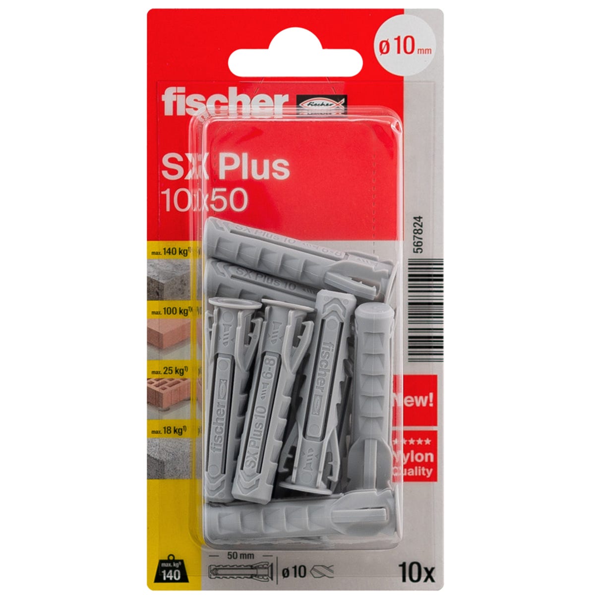 Kołek rozporowy SX Plus 10 x 50 mm 10 szt. Fischer