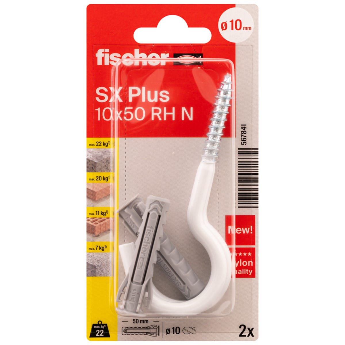 Fischer Kołek rozporowy SX Plus RH z hakiem 10 x 50 mm 2 szt.