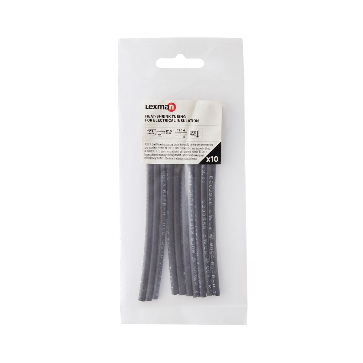 LEXMAN Koszulka termokurczliwa 3 / 1,5 mm 12cm 10szt.