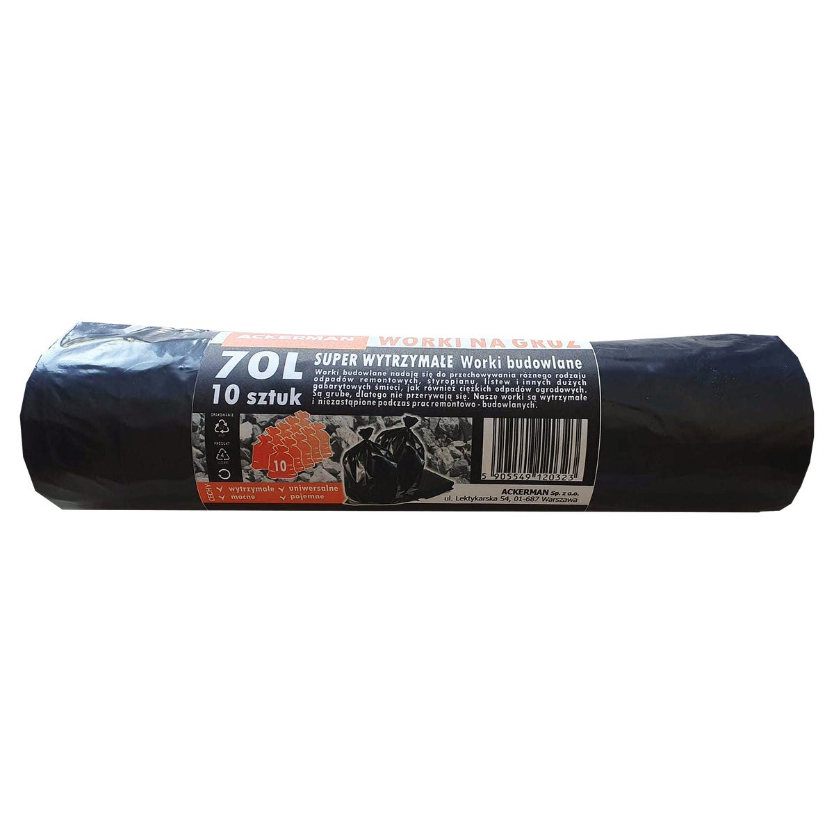 Worek na gruz Super Mocny 70 litrów 10 sztuk