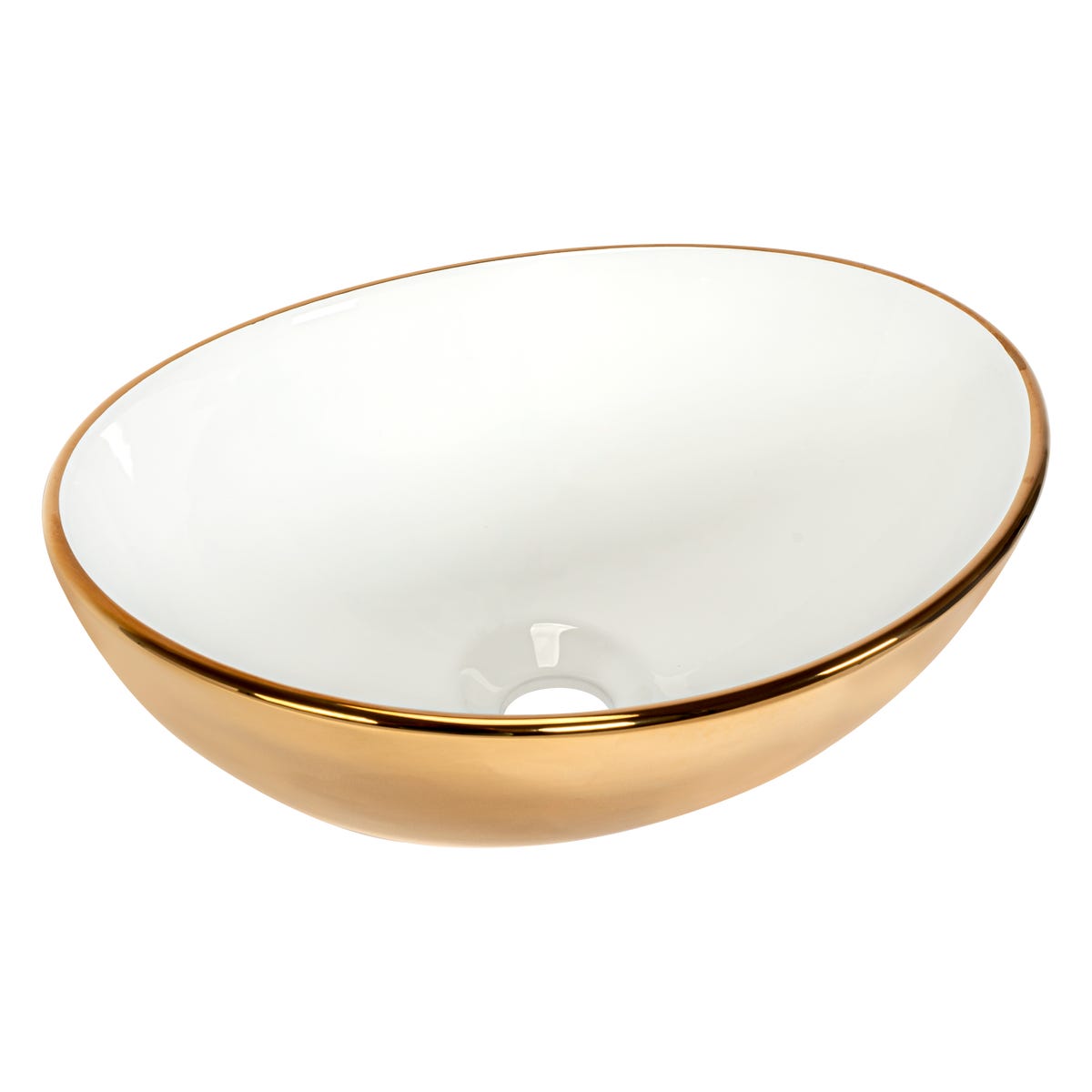 Basaro Umywalka ceramiczna nablatowa Sara biało-złota 40.5 x 33