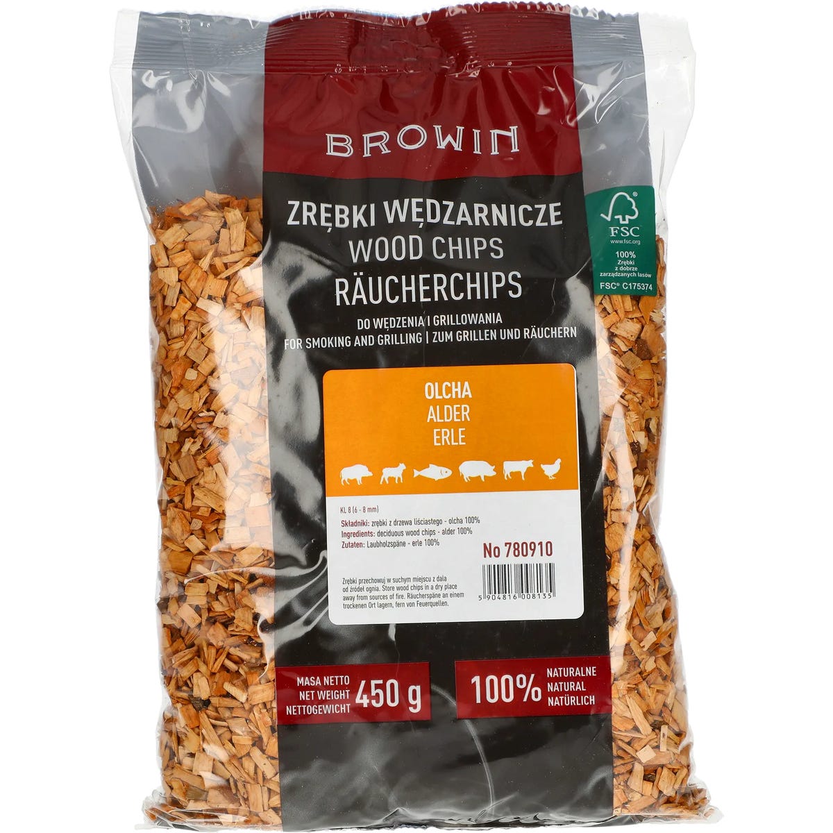 Zrębki do wędzenia olchowe 450 g Browin