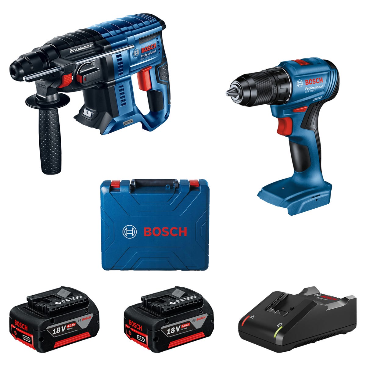 BOSCH PROFESSIONAL 18V 2x4Ah GSR185 GBH180