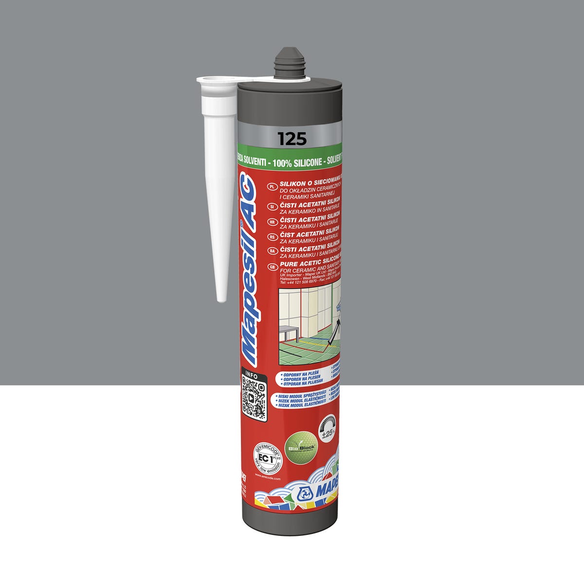 Silikon Mapesil AC 125 Zamkowy Szary 310 ml Mapei