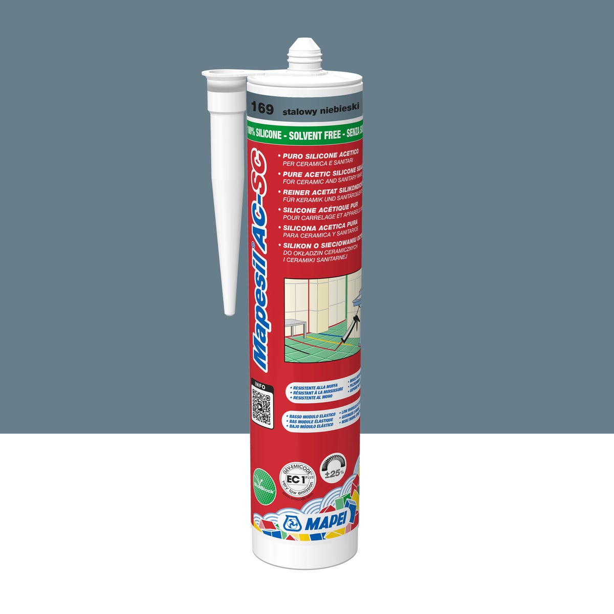 Silikon Mapesil AC 169 Niebieska Stal 310 ml Mapei