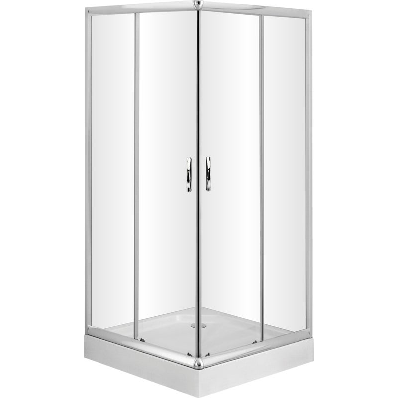 Kabina prysznicowa z brodzikiem kwadratowa Kama 90 x 90 x 199 cm chrom Liveno