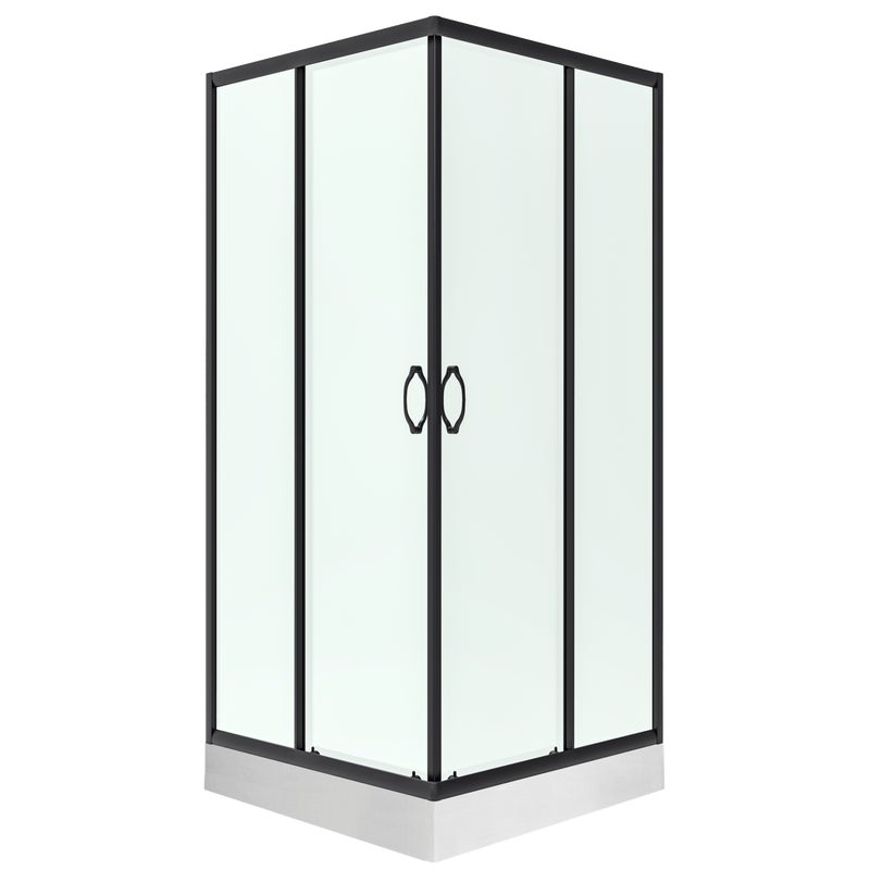 Kabina prysznicowa z brodzikiem kwadratowa Kama Black 80 x 80 x 199 cm czarna Liveno