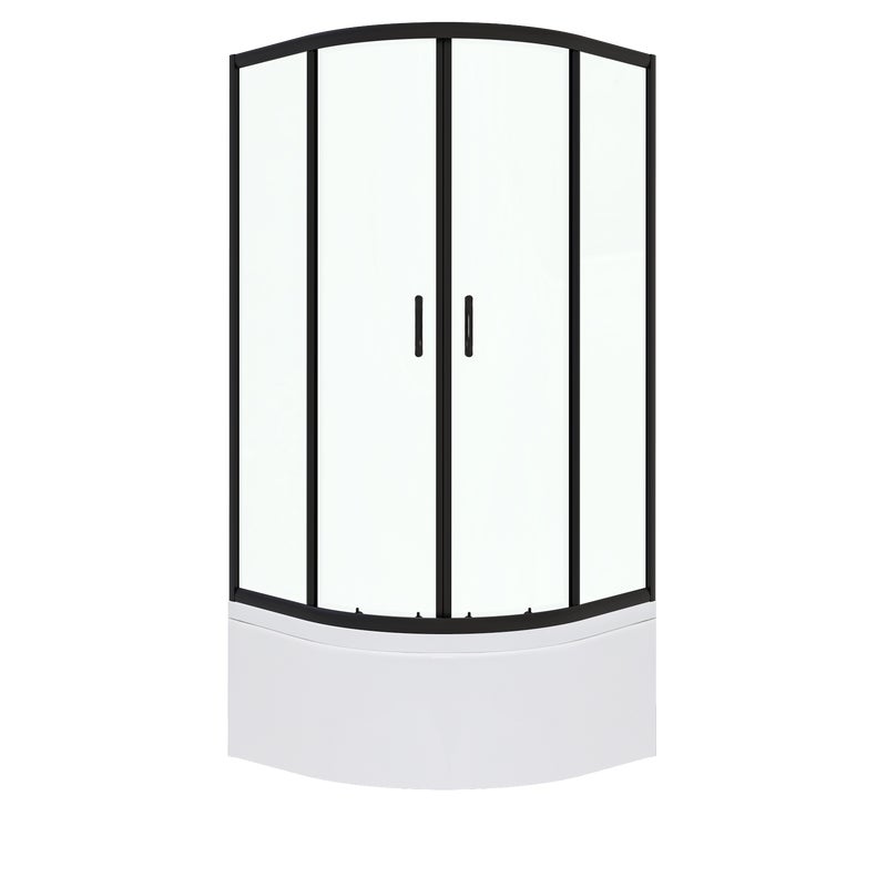 Kabina prysznicowa z brodzikiem półokrągła Kama Black 90 x 90 x 201 cm czarna Liveno