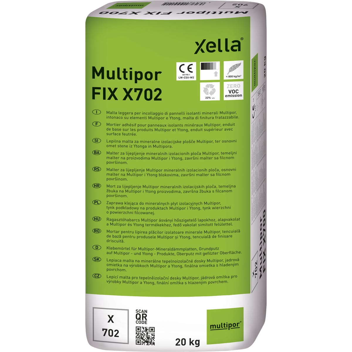 Zaprawa murarska lekka Multipor FIX Z702 20 kg Xella