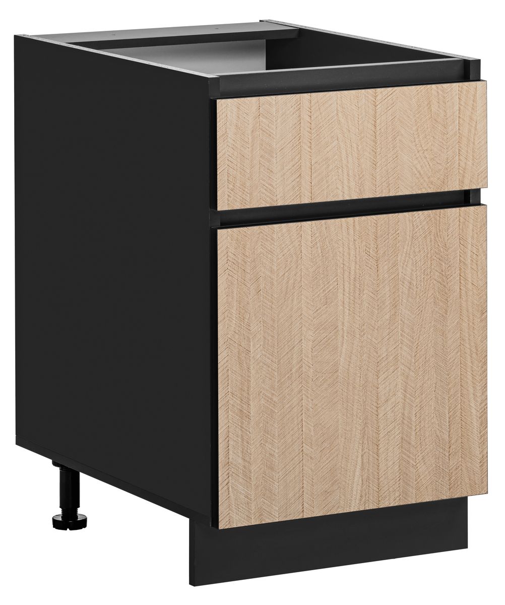 Szafka kuchenna stojąca 1 szuflada Roma 60 cm kolor jodełka/czarny