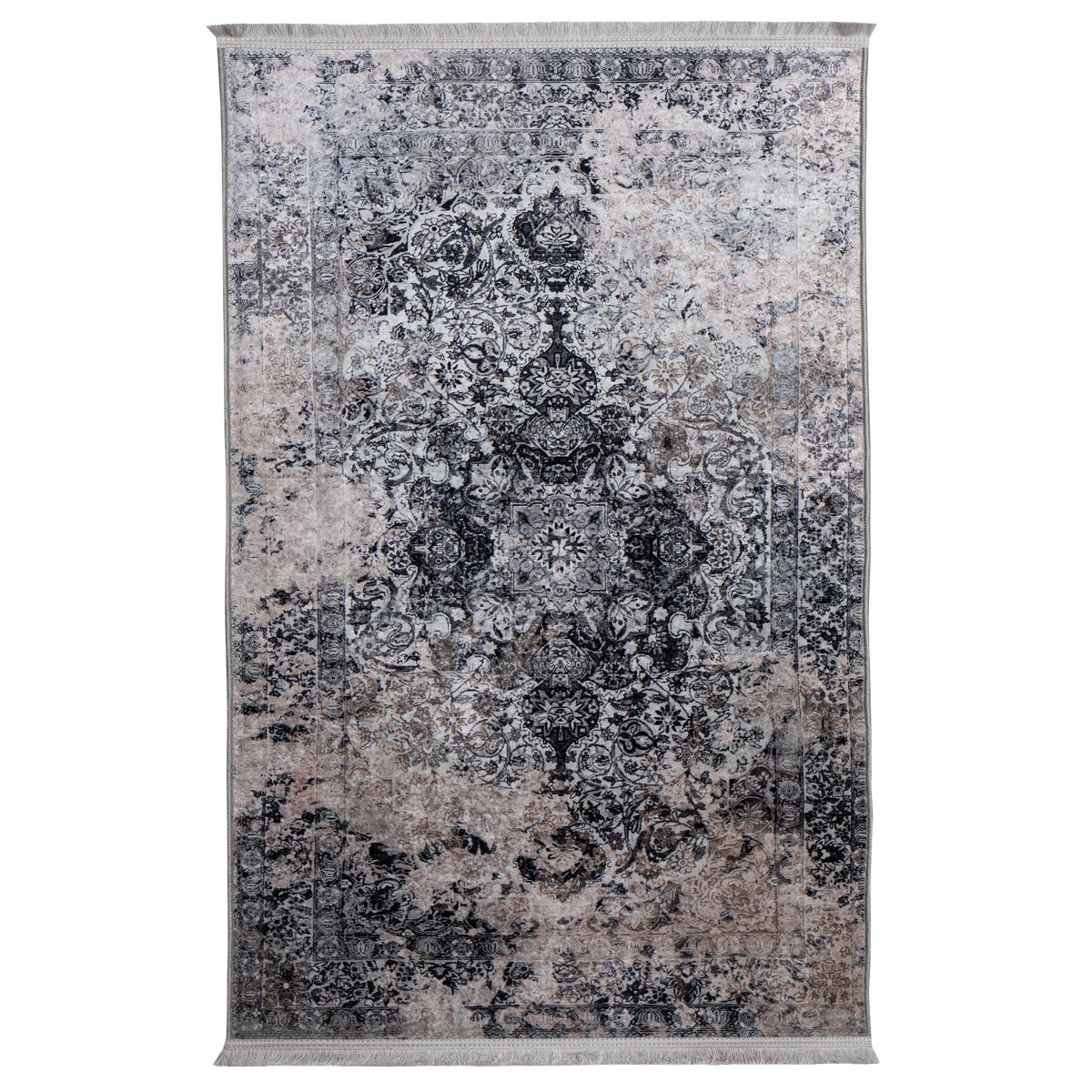 Dywan z frędzlami Fras przecierany szary 160 x 230 cm