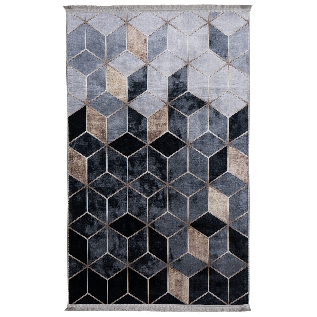 Dywan z frędzlami Arno geometryczny czarno-szary 160 x 230 cm