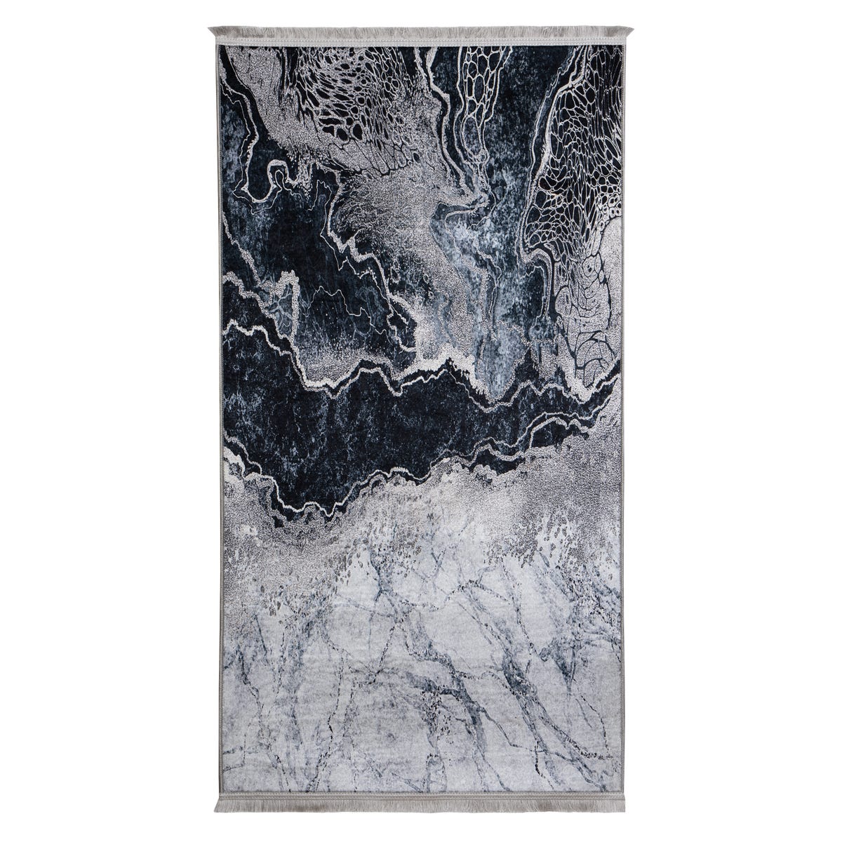 Dywan z frędzlami Ibar srebrny 80 x 140 cm