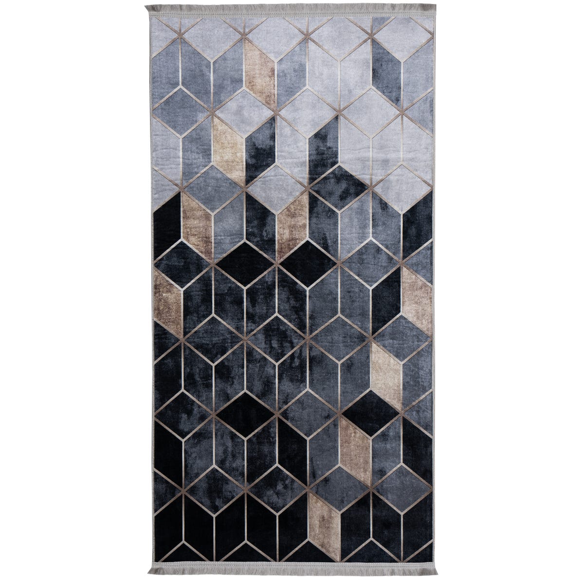Dywan z frędzlami Arno geometryczny czarno-szary 120 x 160 cm