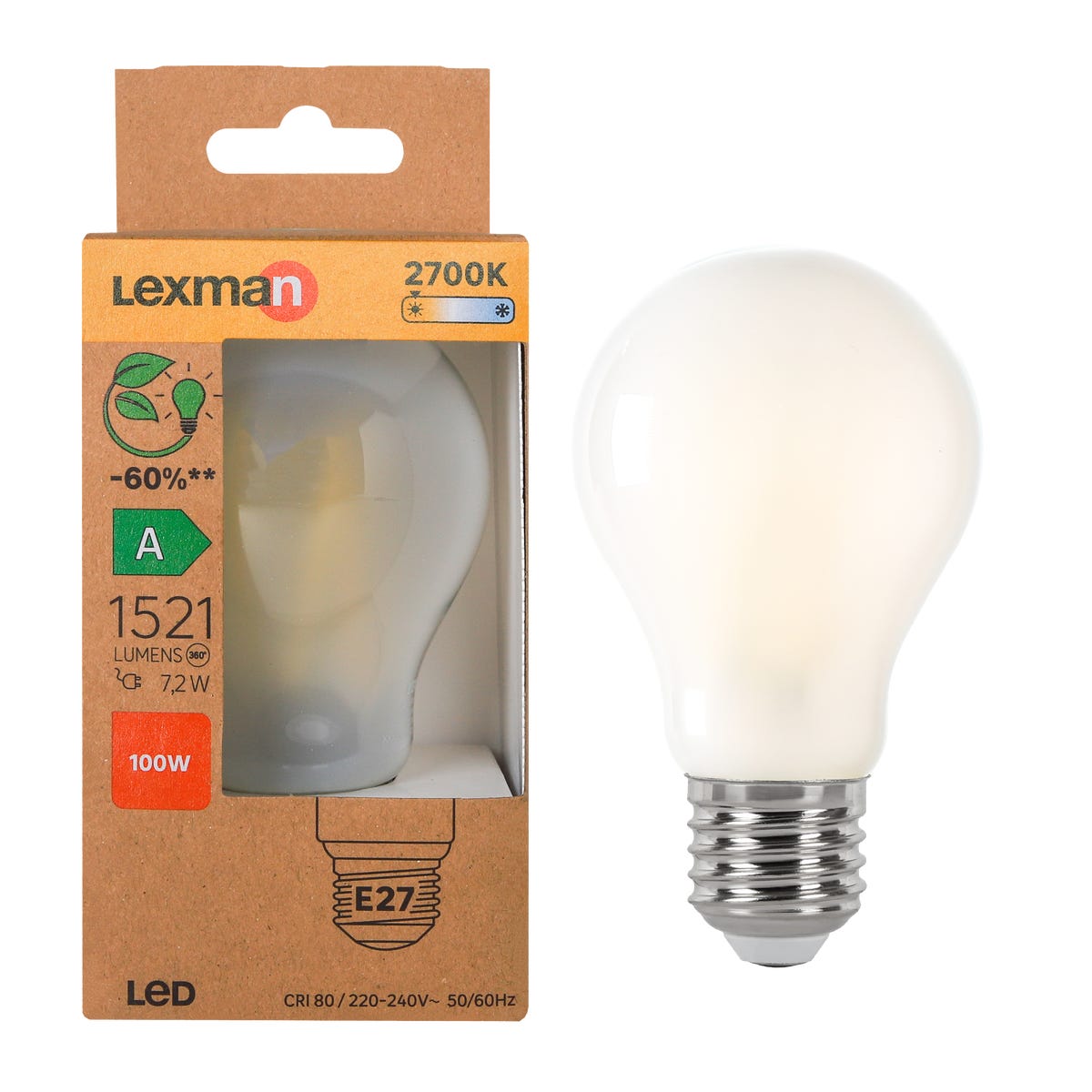 Żarówka LED E27 7,2 W 1521 lm Ciepła biel Lexman