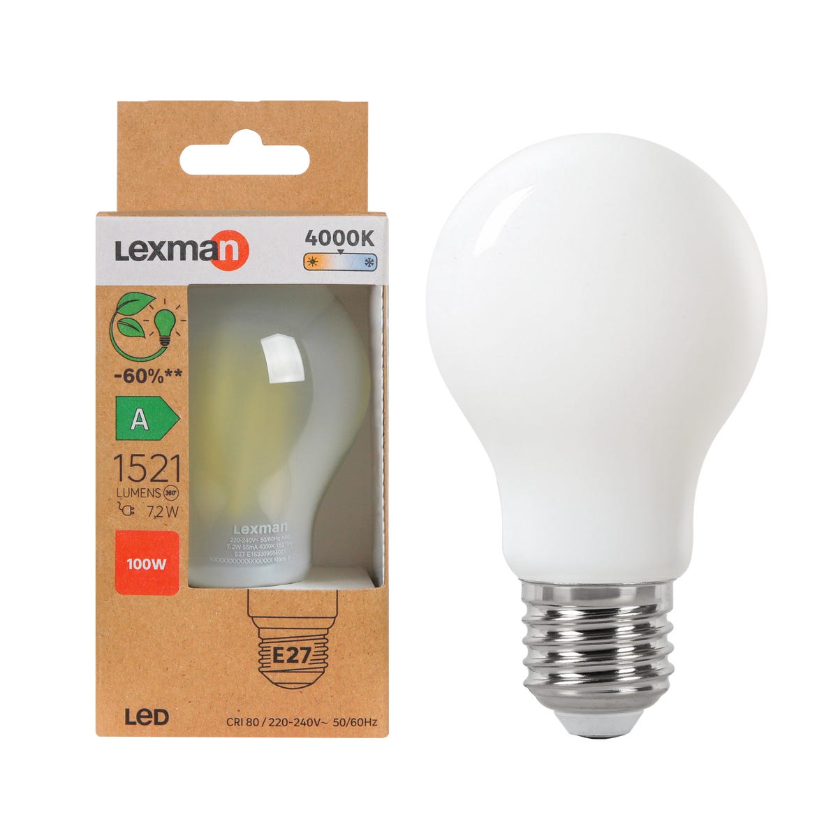 Żarówka LED E27 7,2 W 1521 lm Neutralna biel Lexman