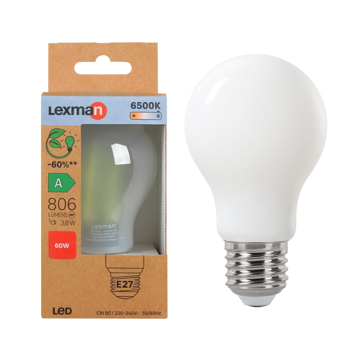 Żarówka LED E27 3,8 W 806 lm Zimna biel Lexman