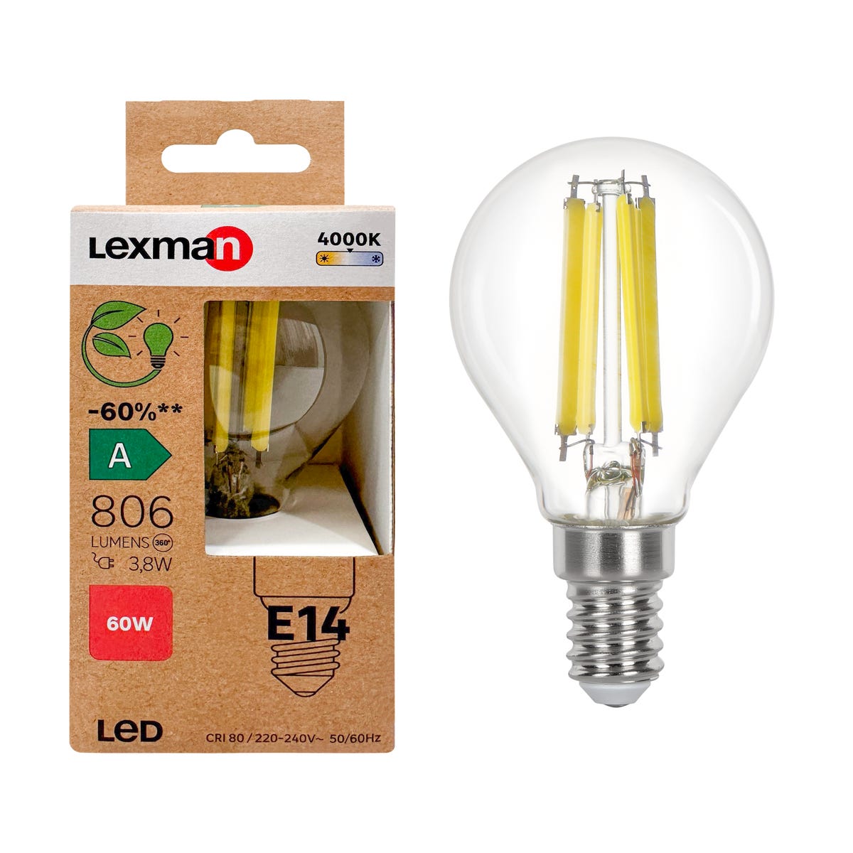 Żarówka LED E14 3,8 W 806 lm Neutralna biel Lexman