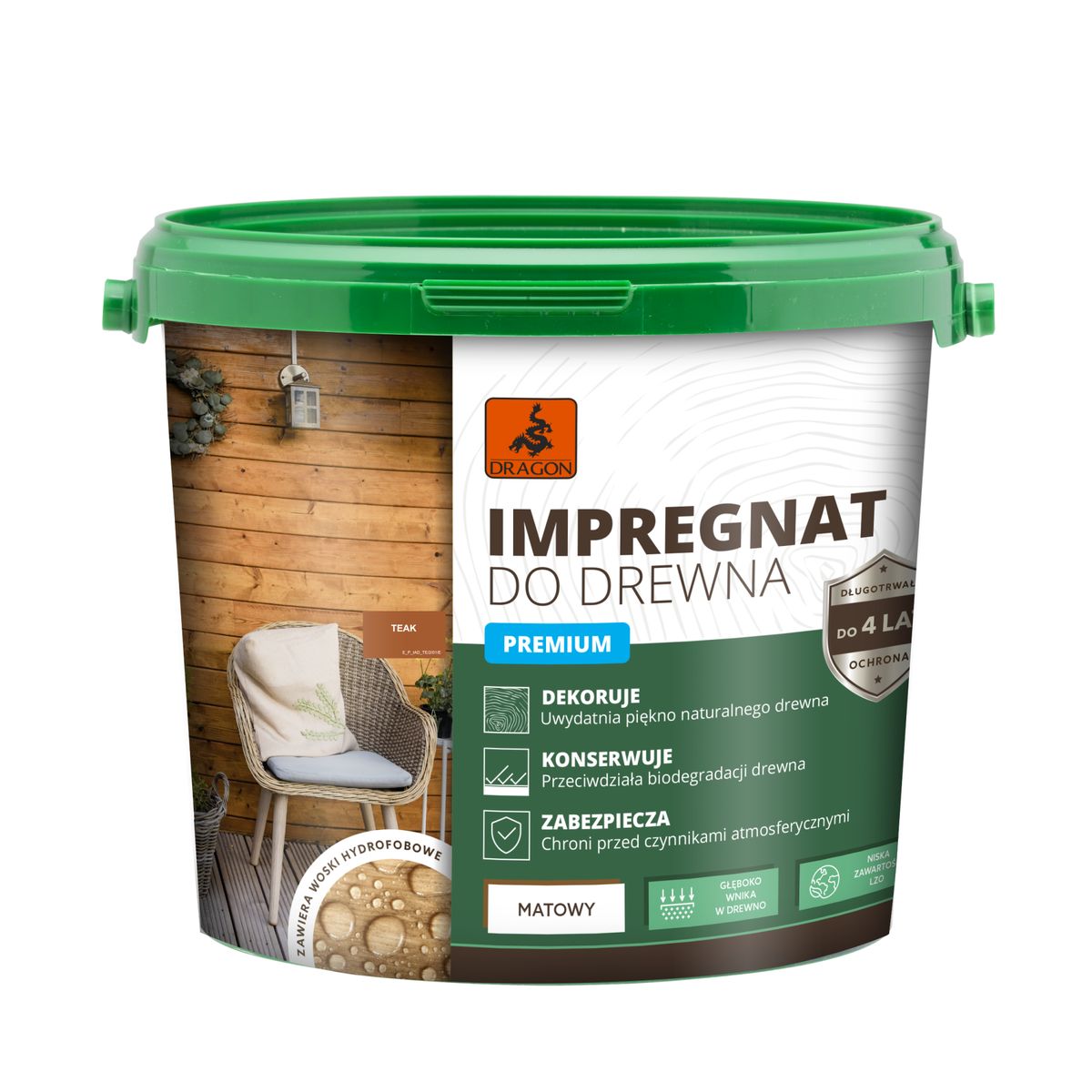 Dragon Impregnat do drewna akrylowy 5 l Teak
