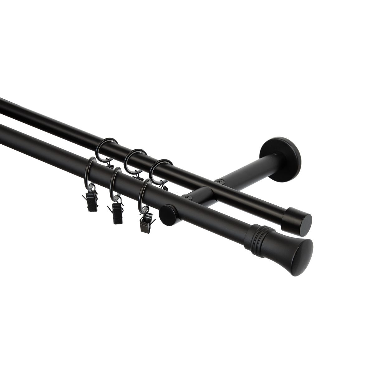 Karnisz Capri 200 cm podwójny czarny mat 19 mm Inspire