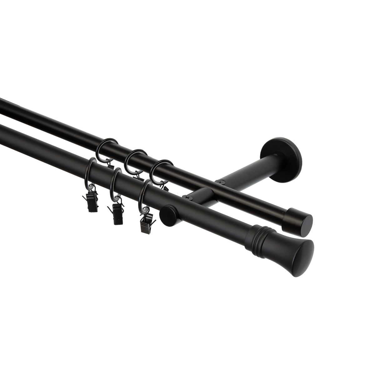 Karnisz Capri 240 cm podwójny czarny mat 19 mm Inspire