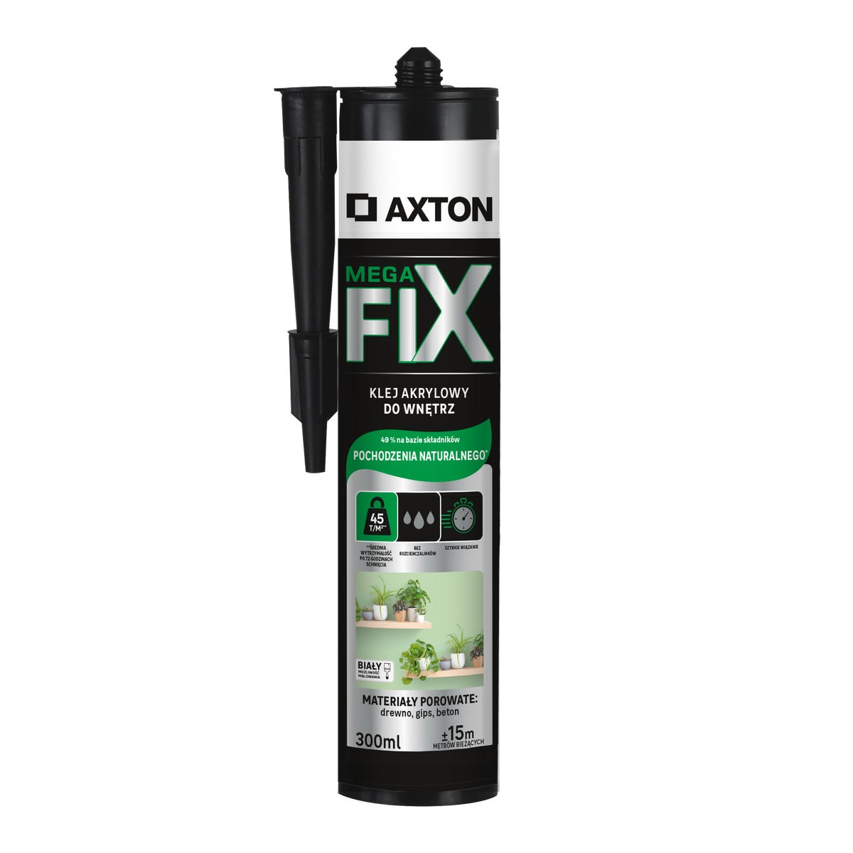 Bio klej montażowy wewnętrzny biały 300 ml Axton